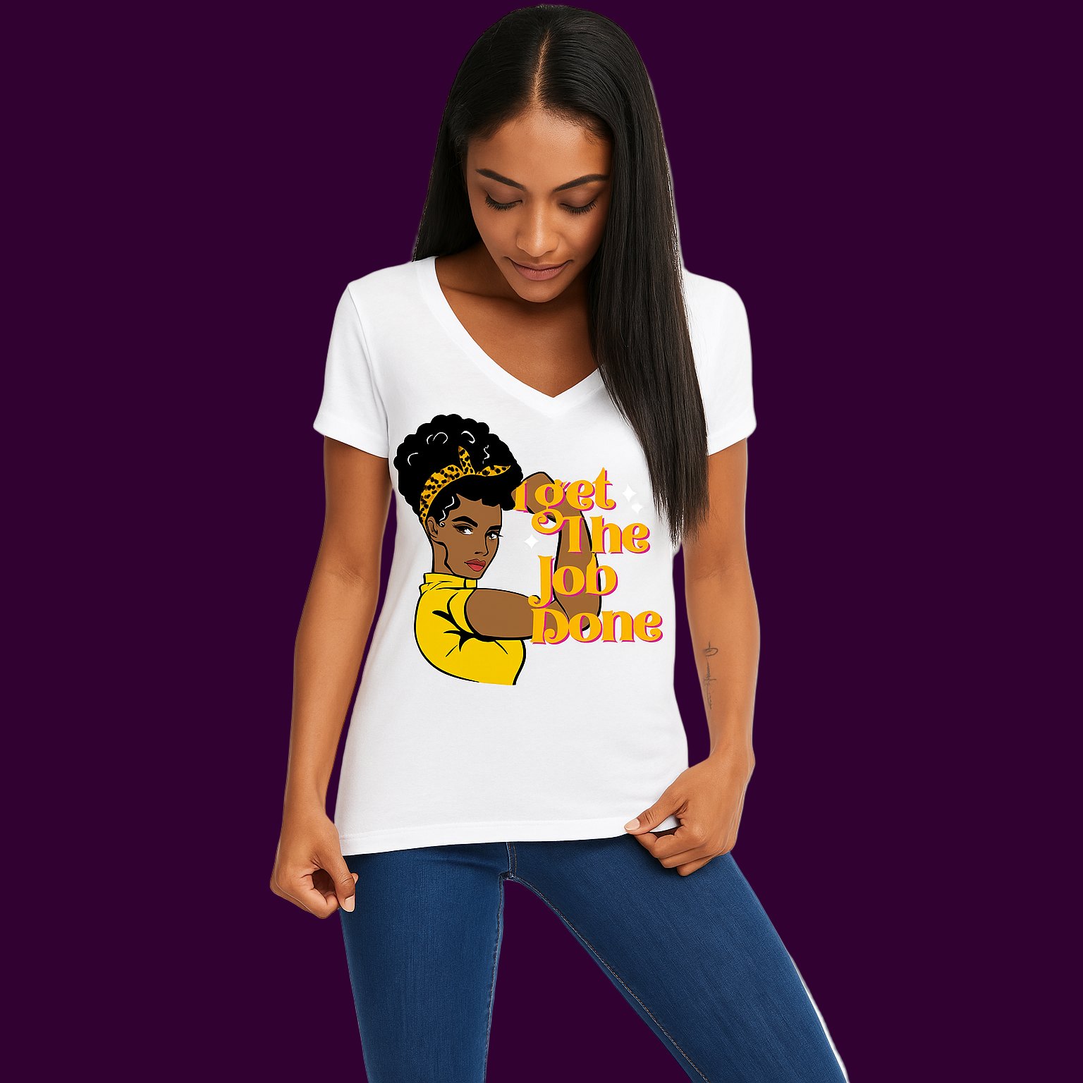 Ladies "Get the Job Done" V-Neck Tee