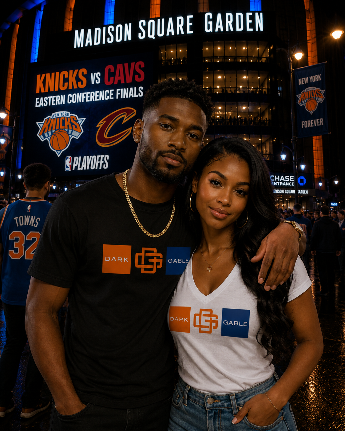 Dark Gable™ "KNICKS" Colorway-Ladies Vneck Tee Eastern Conference Finals Edition