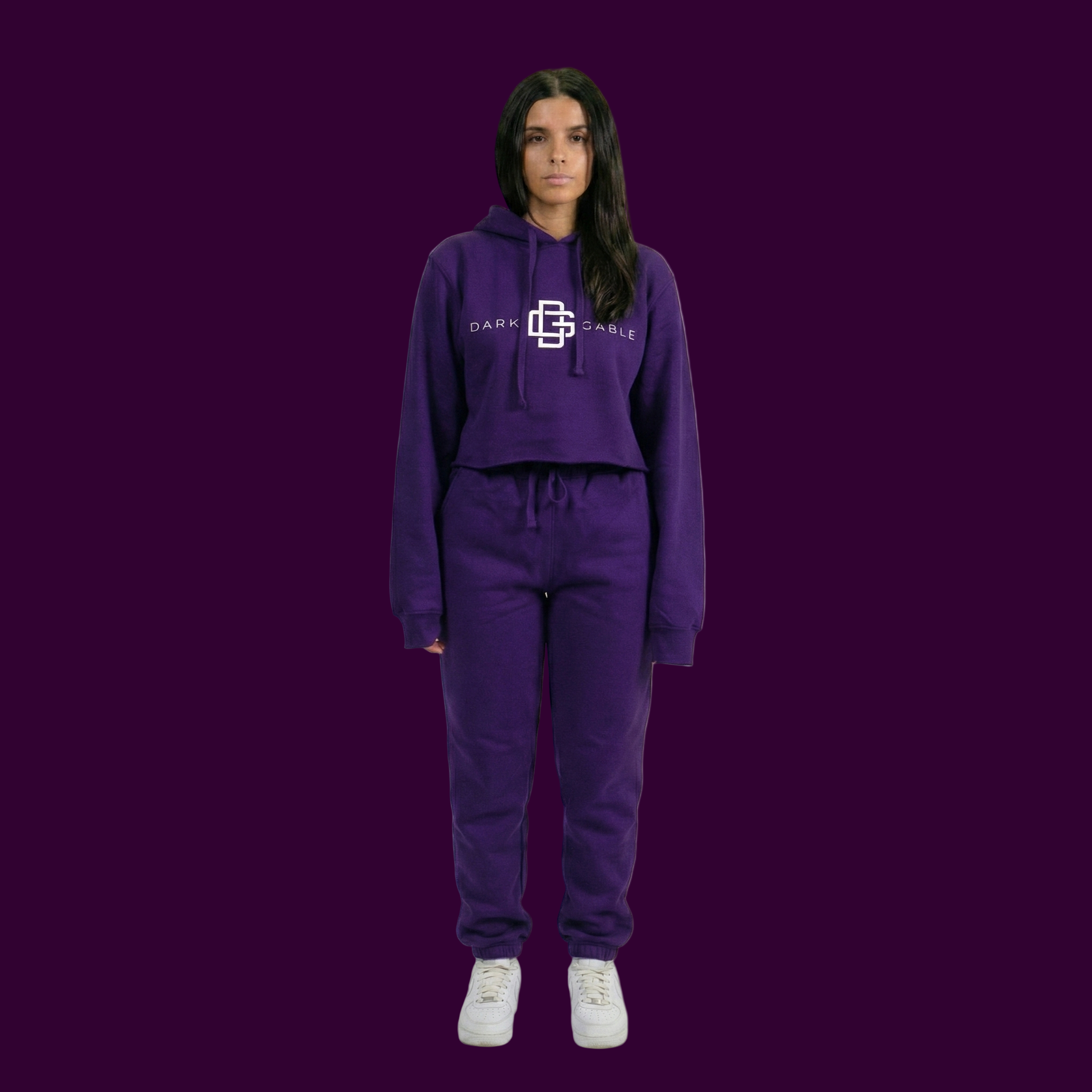 Dark Gable™ Ladies Heavy Blend Hooded Crop Top Sweatsuit