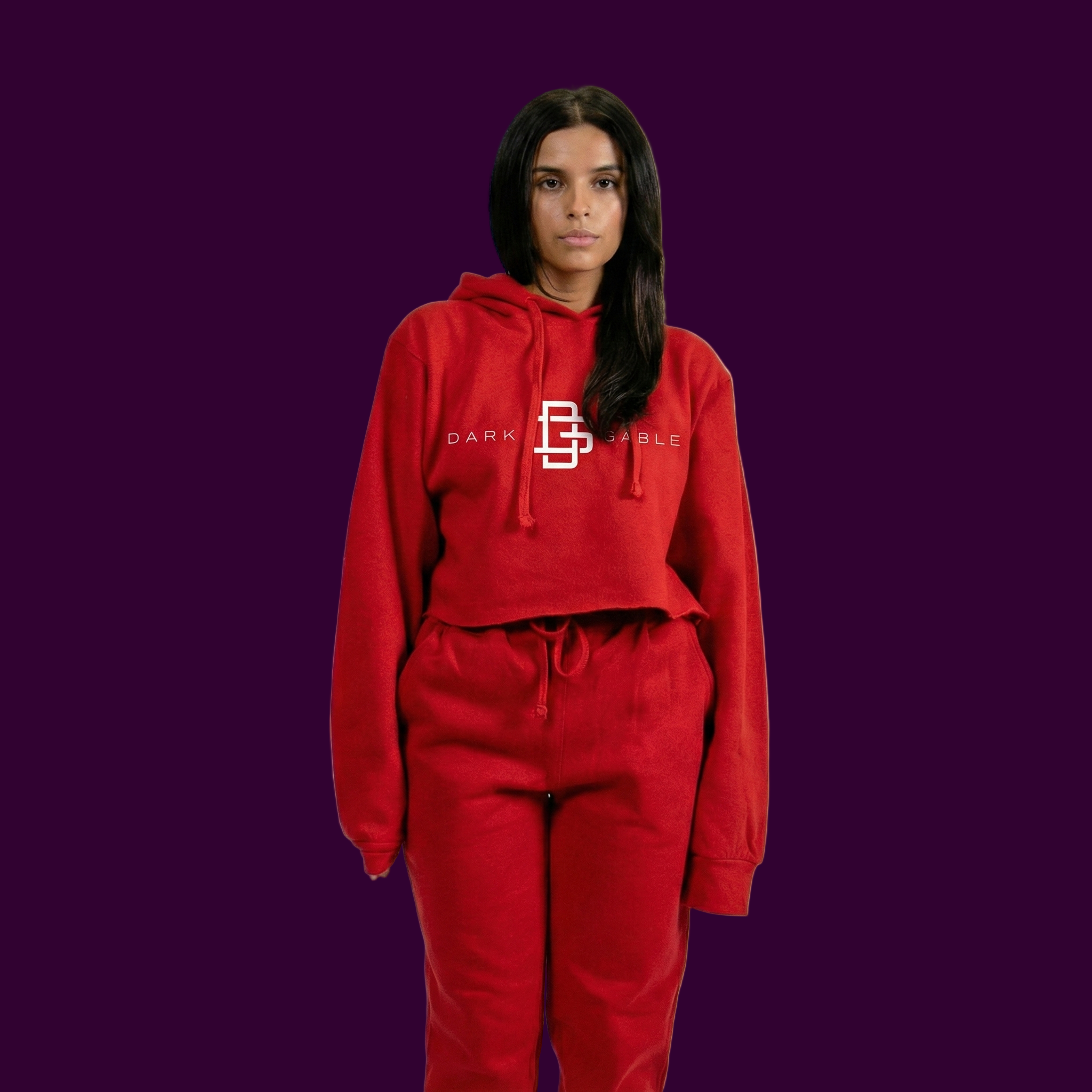 Dark Gable™ Ladies Heavy Blend Hooded Crop Top Sweatsuit