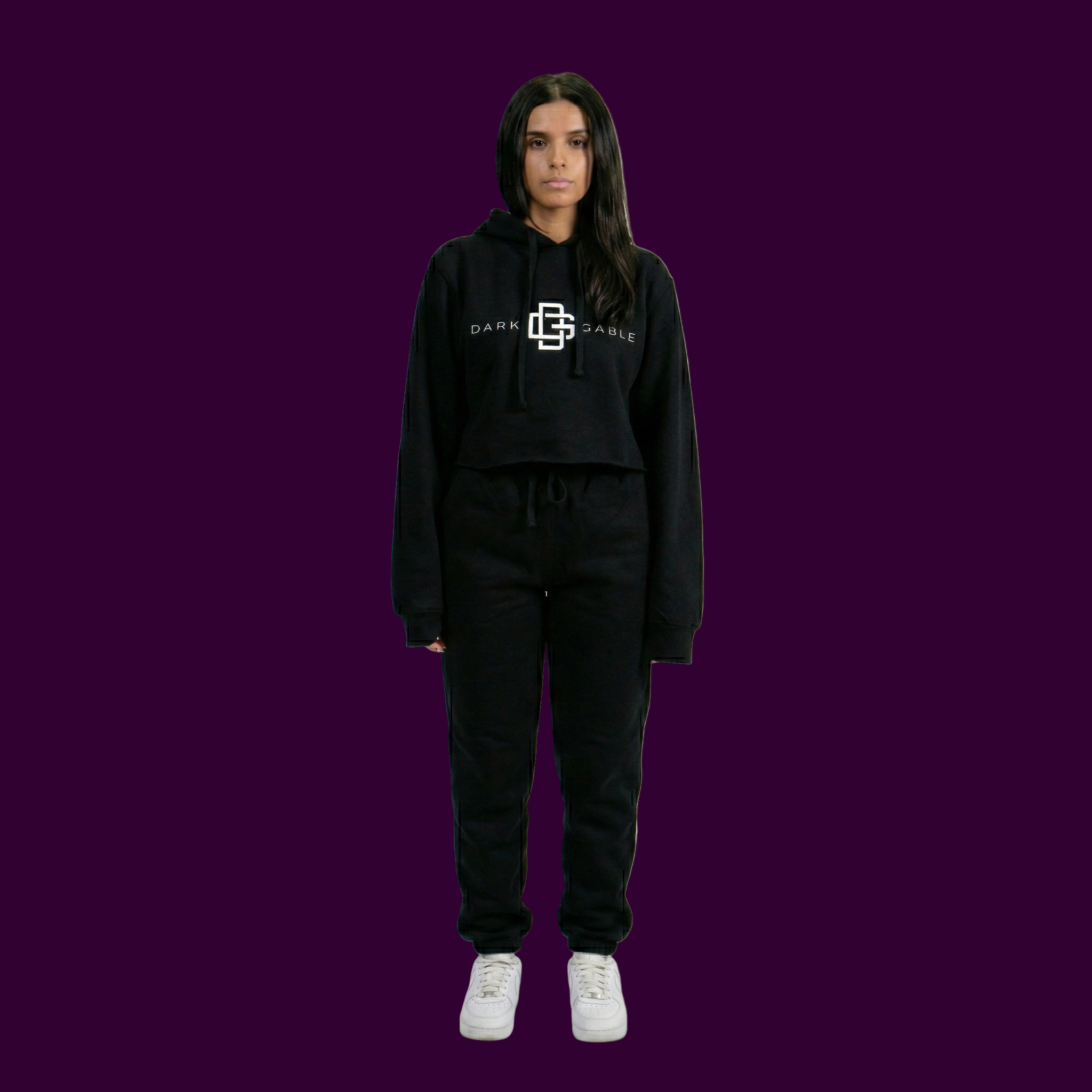 Dark Gable™ Ladies Heavy Blend Hooded Crop Top Sweatsuit