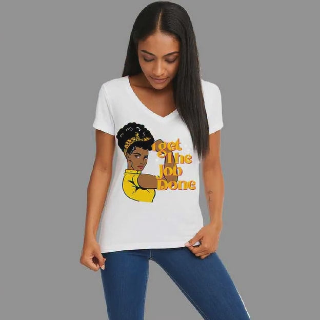 Ladies "Get the Job Done" V-Neck Tee