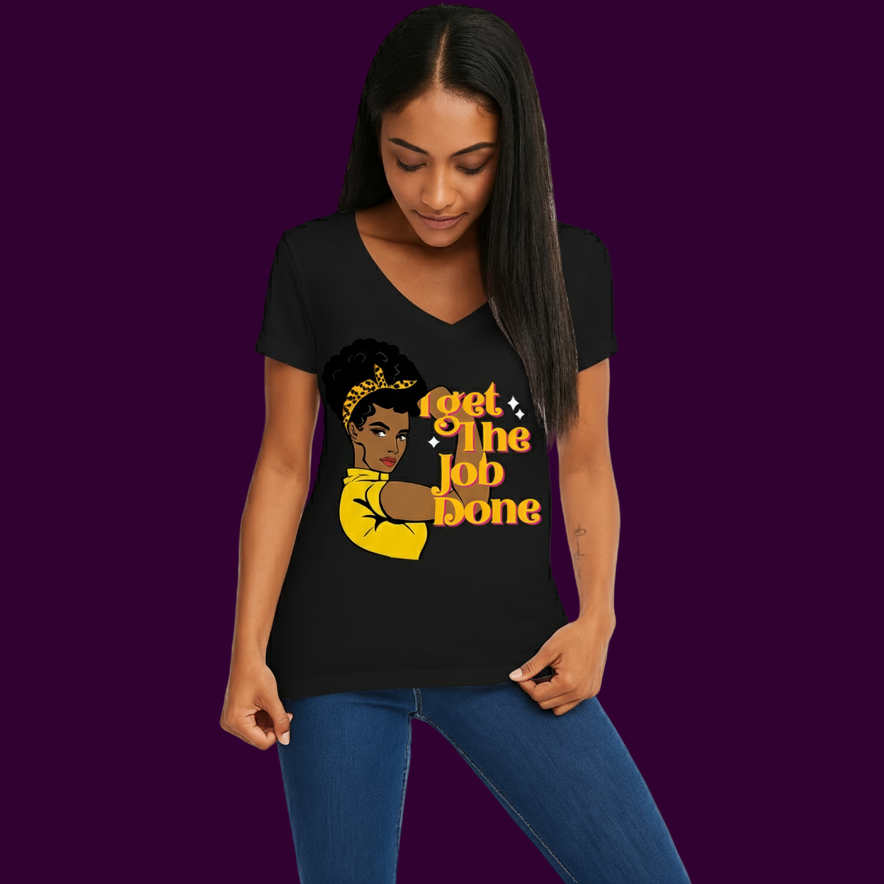 Ladies "Get the Job Done" V-Neck Tee
